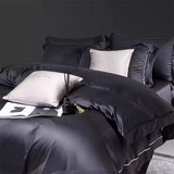Luxury Cotton Duvet Cover and Bed Sheets in Grey and Gold