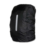 Waterproof Backpack Rain Cover Waterproof For Riding in black, featuring a vertical reflective strip for visibility.