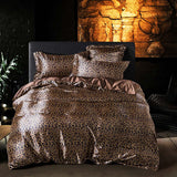 Leopard print Ice Silk quilt cover set in a stylish bedroom environment for summer bedding.