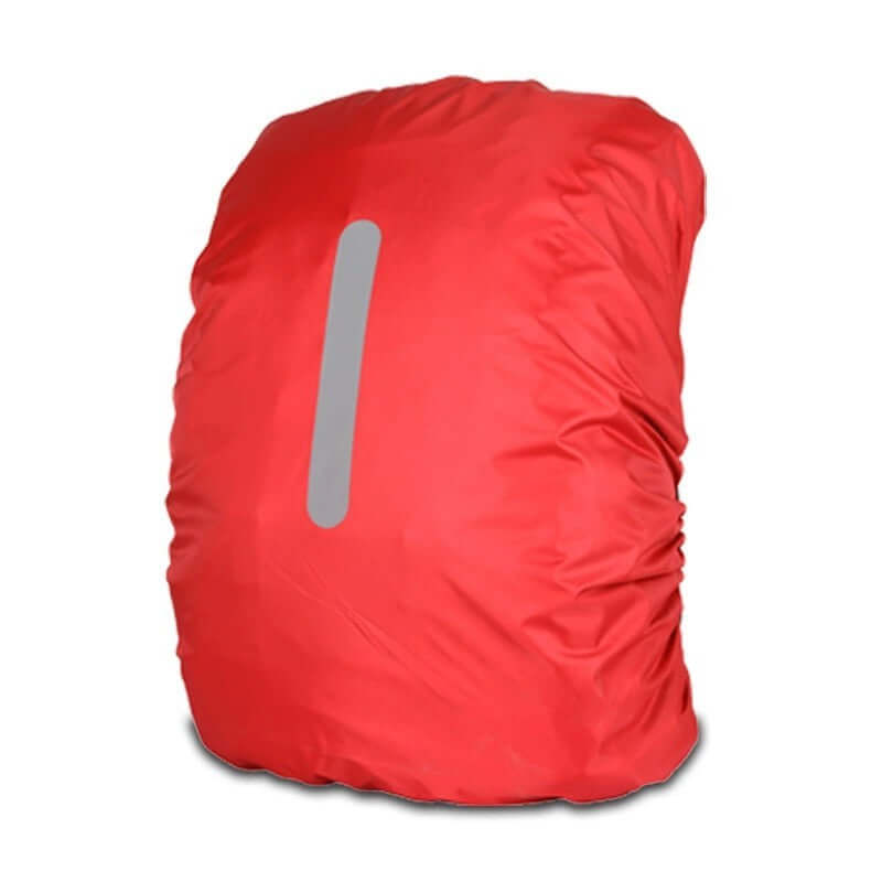 Outdoor Backpack Rain Cover Waterproof For Riding in vibrant red with reflective detail, perfect for outdoor adventures.