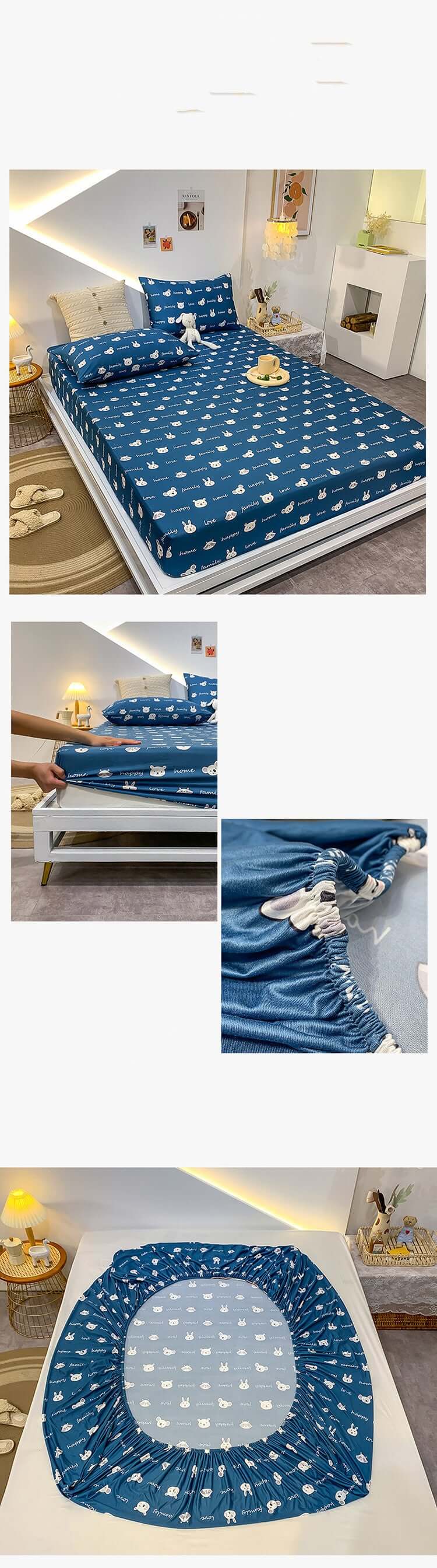 Cotton Elastic Bed Sheet Queen King Size