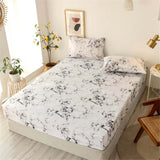 One Piece Bed Sheet Cover Aloe Cotton Simmons Non-slip Dustproof Mattress Protector in marble pattern.