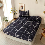 One Piece Bed Sheet Cover Aloe Cotton Simmons Non-slip and Dustproof Mattress Protector in navy geometric design.