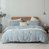 Japanese style Muji-style bed and breakfast duvet cover set in blue gingham pattern, featuring pure cotton fabric.