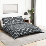 Duvet Cover Set Grey 240x220 cm Cotton on a bed with geometric pattern in a bright bedroom setting.