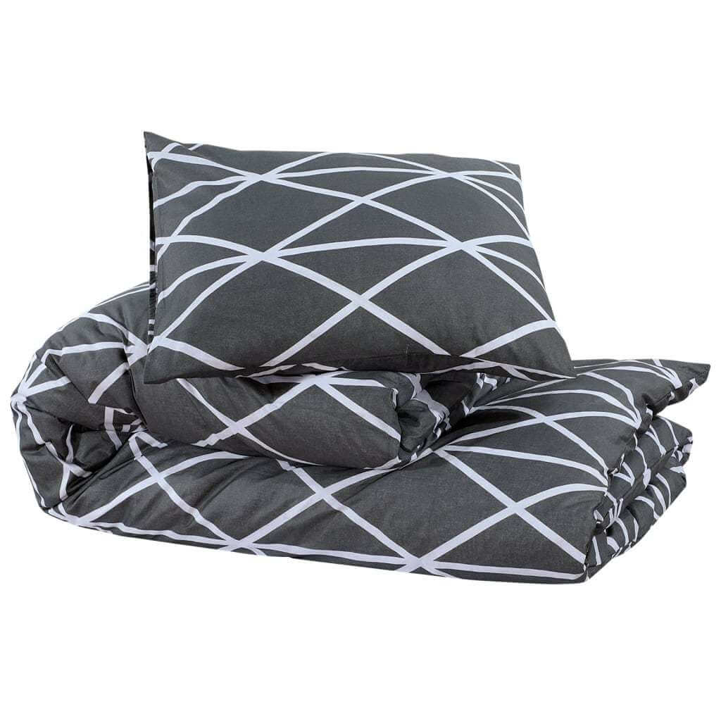 Duvet Cover Set Grey 240x220 cm Cotton with modern geometric pattern and matching pillowcases.
