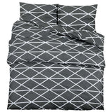 Duvet Cover Set Grey 240x220 cm Cotton with geometric white pattern, soft and stylish addition to bedroom decor.
