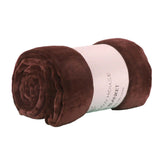 Rolled brown flannel coral fleece blanket, soft and cozy, perfect for air-conditioning and naps.