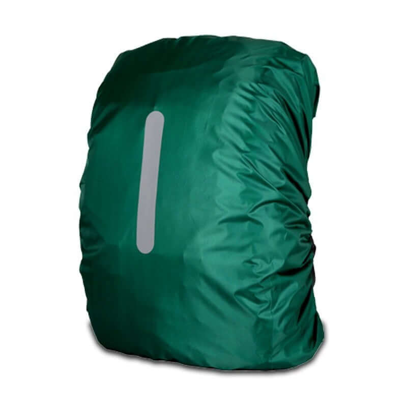 Outdoor Backpack Rain Cover Waterproof For Riding in green color with reflective strip.