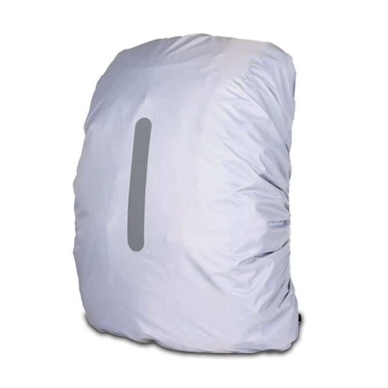 Outdoor Backpack Rain Cover Waterproof for Riding in light gray with reflective detail, ideal for outdoor sports and activities.