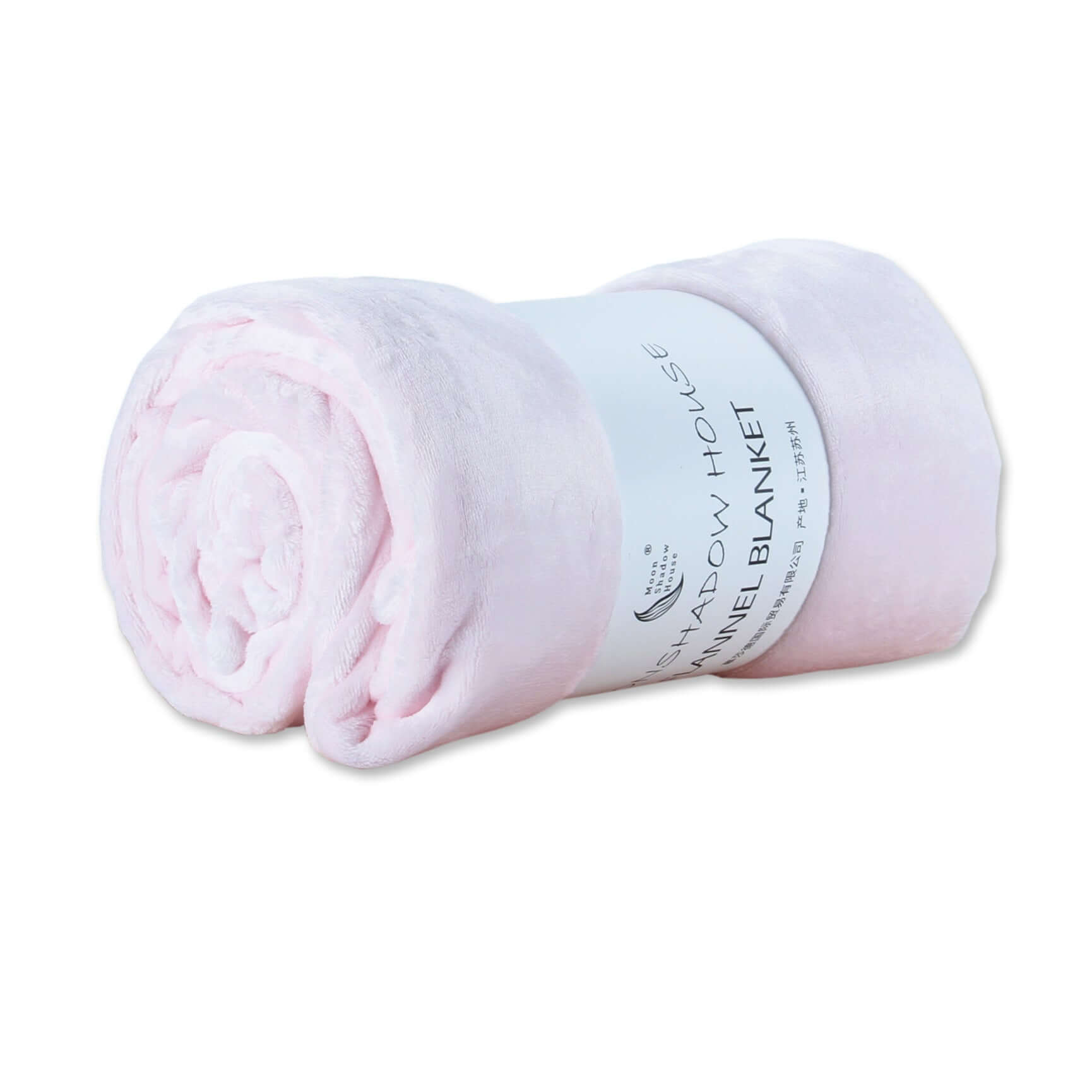 Soft pink flannel blanket rolled up, perfect for cozy naps and air conditioning comfort.