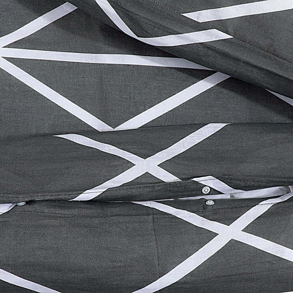 Duvet Cover Set Grey 240x220 cm Cotton with modern geometric pattern in grey and white.