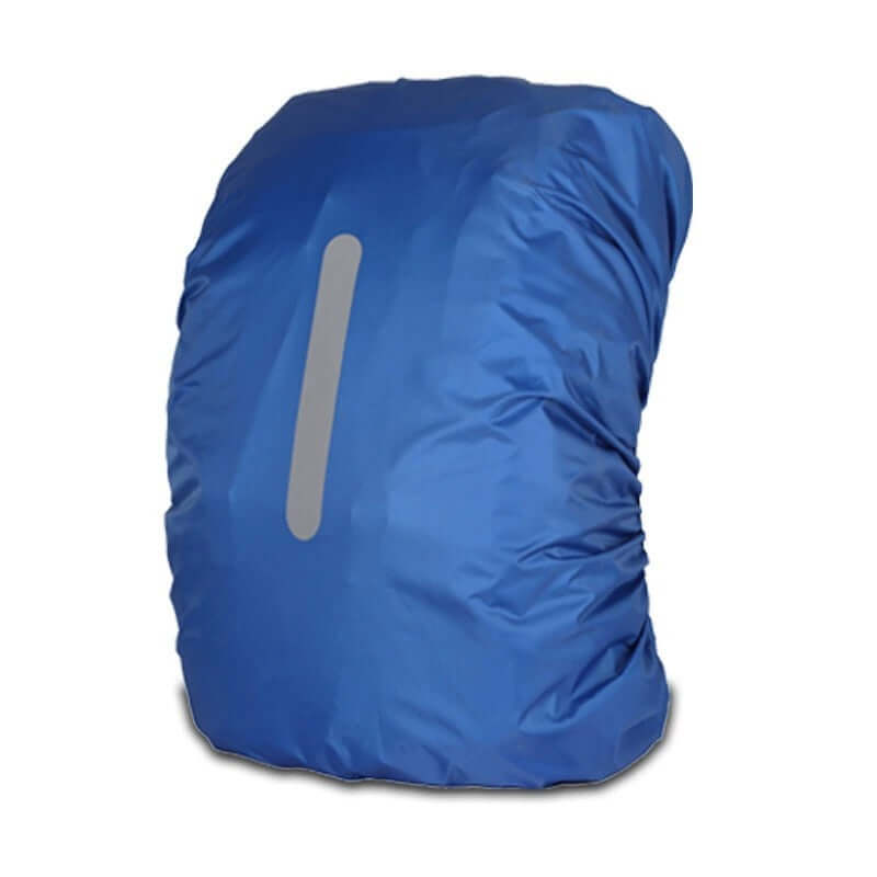 Blue waterproof outdoor backpack rain cover for riding, perfect for extreme sports and outdoor adventures.