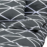 Duvet Cover Set Grey 240x220 cm Cotton with modern geometric pattern on pillows and sheets.