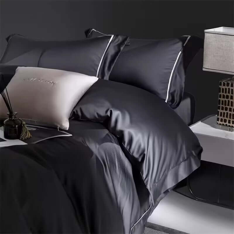 Soft Grey and Gold Horse Jacquard Cotton Bed Linen Set