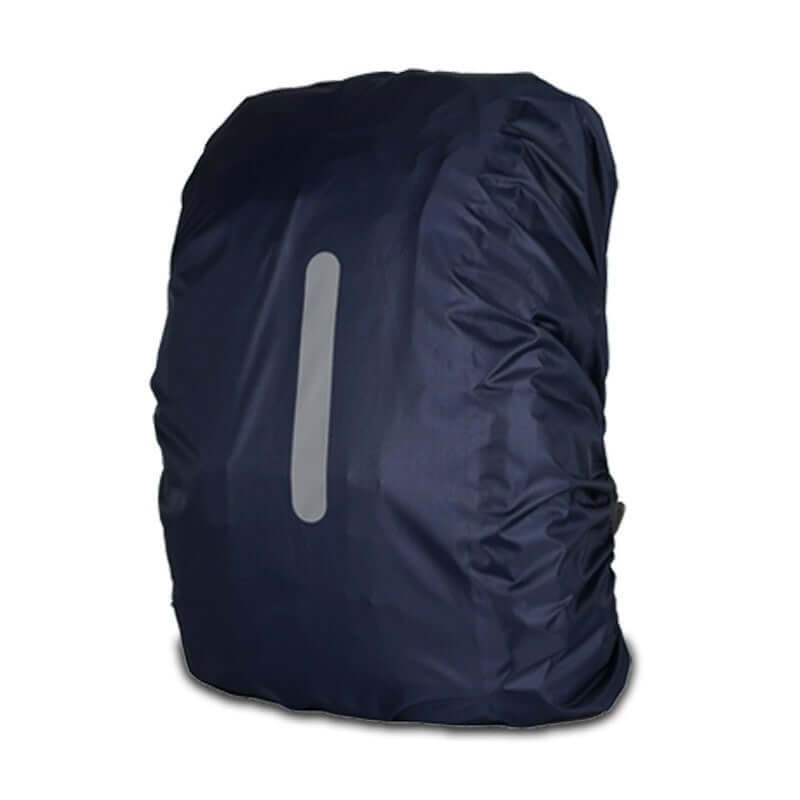 Outdoor Backpack Rain Cover Waterproof For Riding in navy color with reflective strip for enhanced visibility.